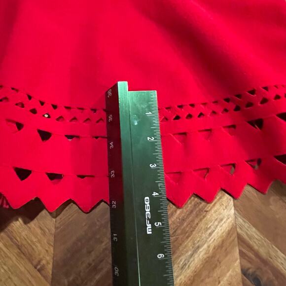 Ann Taylor Sweater Dress Red Fitted Knit‎ Lace Cut Out Midi Sleeveless Stretch S - Picture 8 of 10